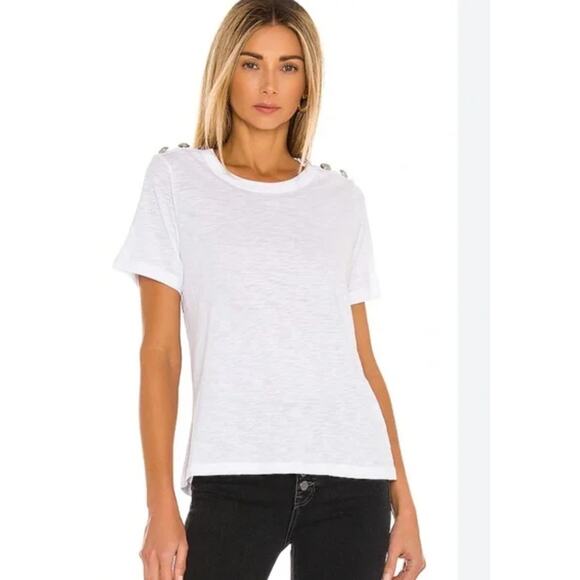 Veronica Beard-Carla Button Cotton T-Large White-Silver buttons-With tiny flaw - Picture 1 of 10